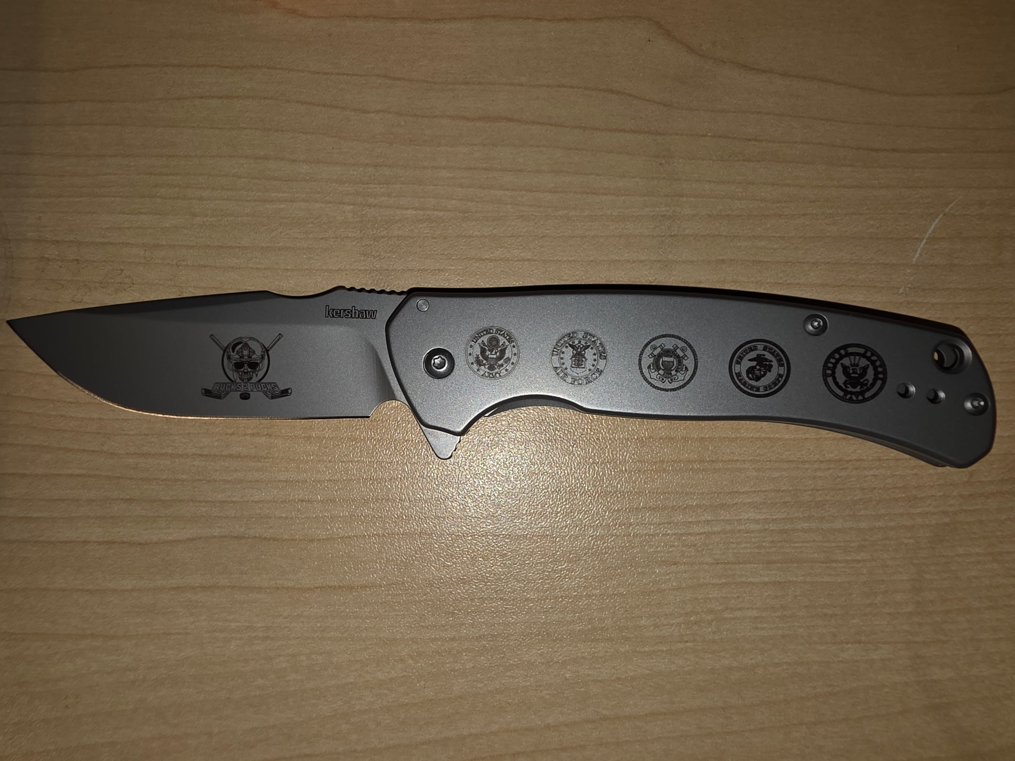 Military service knife with branch insignias